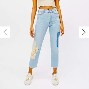 Patchwork Urban Outfitters BDG Jeans 100% Cotton Button Up, Size 25 Waist EUC